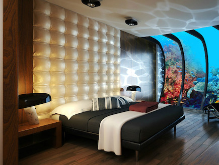 מלון מתחת למים.חדר שינה (צילום: thcnology deep ocean©)