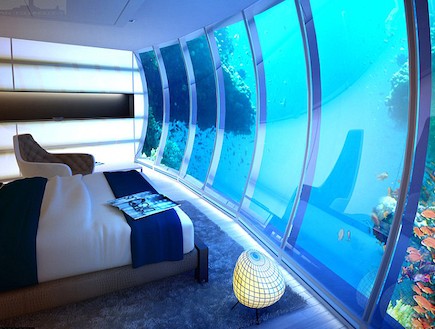 חדר במלון מתחת למים (צילום: thcnology deep ocean©)