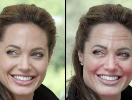 אנג'לינה ג'ולי לפני ואחרי עיבוד (מקור: SWNS) (צילום: אילוסטרציה)