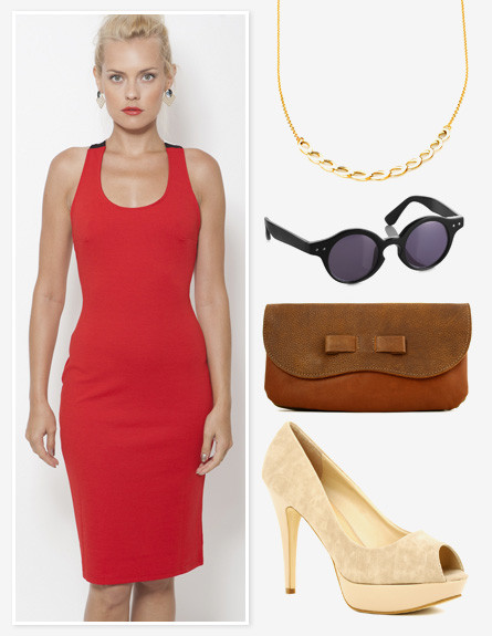 שמלה אדומה ב- StyleRiver / משקפי שמש ב- StyleRiver (צילום: תום מרשק ונימרוד קפלוטו, styleriver)