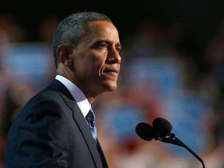 ברק אובמה בועידה הדמוקרטית 2012 (צילום: חדשות 2)