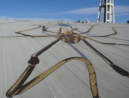 עכבישי ענק על הגג (צילום: thisiscolossal.com)
