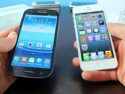 אייפון 5 VS גלקסי S3 (צילום: יוטיוב )
