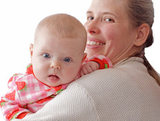 אמא עם תינוק על כתפה (צילום: אימג'בנק / Thinkstock)