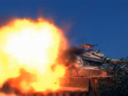 פיצוץ טנק (צילום: חדשות 2)