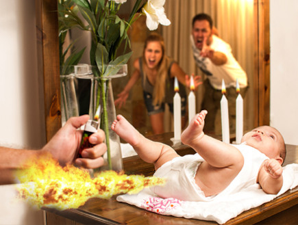 לא להדליק אש ליד תינוק עם גזים (צילום: תומר גרנצל)