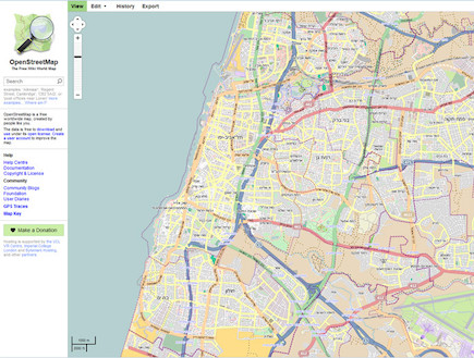 תל אביב במפות openstreetmap – כל הרחובות מופיעים