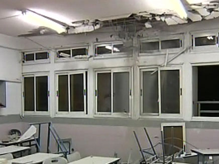 הכיתה שנפגעה באשקלון, הערב (צילום: חדשות 2)