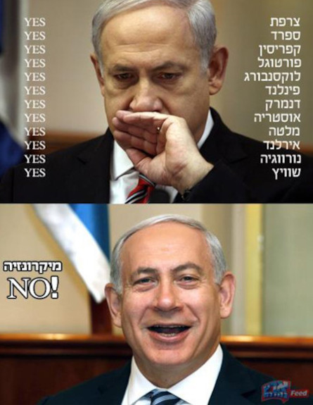 מם ביבי בהצבעת האום (צילום: ארץ נהדרת FEED)