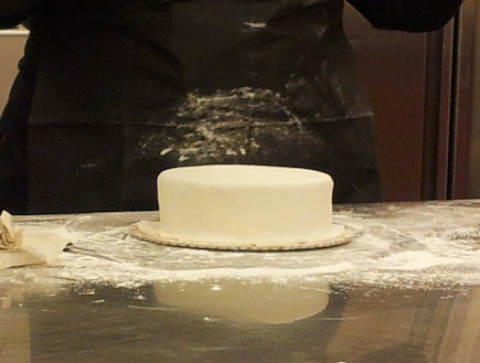 סדנת בצק סוכר בלגעת באוכל - עוגה מצופה בצק סוכר (צילום: דנה בר-אל שוורץ, mako אוכל)