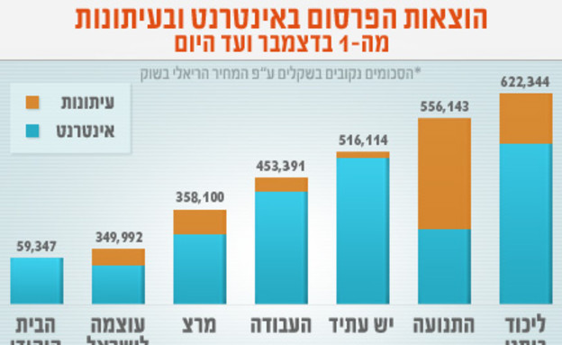 גרף הוצאות פירסום - בחירות 2013 (צילום: mako)