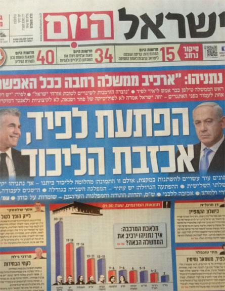 שער עיתון ישראל היום, הבוקר