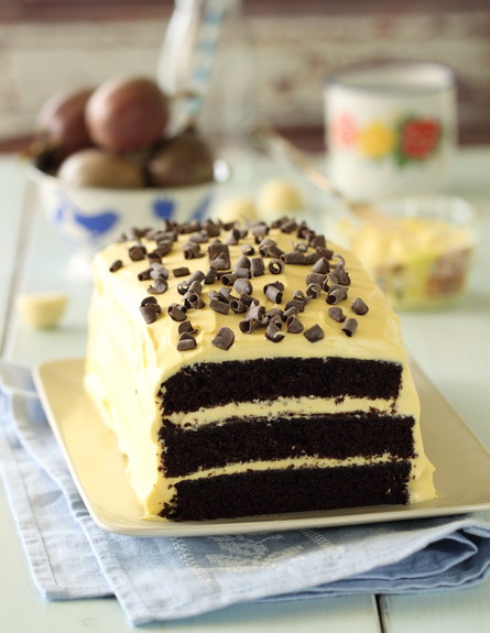 עוגת שוקולד ופסיפלורה - אורך (צילום: חן שוקרון, mako אוכל)