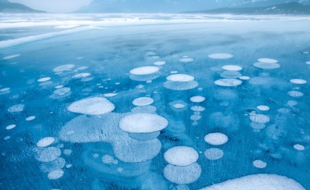 בועות באגם, תופעת טבע באגם (צילום: dailymail.co.uk)