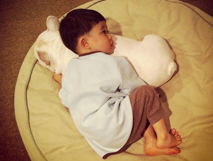 ילד וכלב - על הפוף (צילום: איה סקאי, instagram)