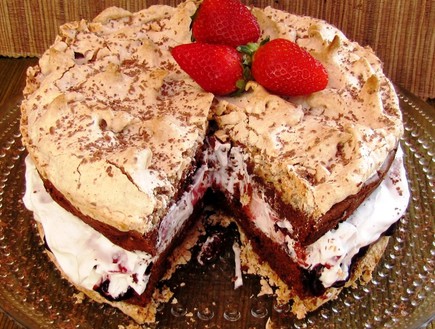 עוגת שכבות שוקולד מרנג (צילום: דליה מאיר, קסמים מתוקים)