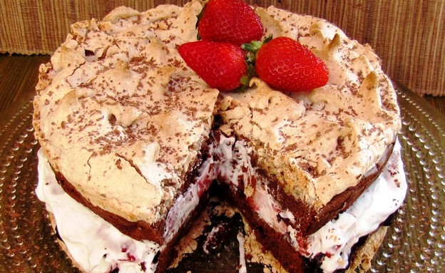 עוגת שכבות שוקולד מרנג (צילום: דליה מאיר, קסמים מתוקים)