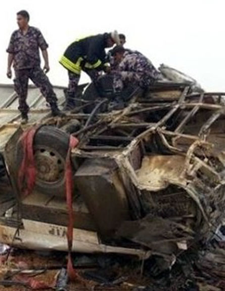 זירת התאונה (צילום: al arabiya)