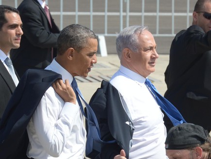 ברק אובמה ובנימין נתניהו במהלך ביקור בישראל (צילום: חיים צח לע