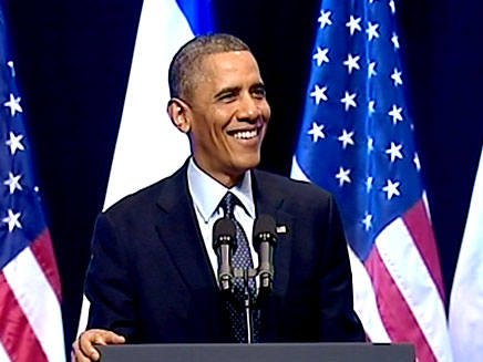 ברק אובמה בבניייני האומה (צילום: חדשות 2)