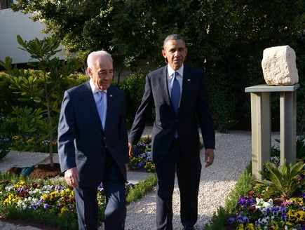 ברק אובמה ושמעון פרס (צילום: עמוס בן גרשום, לע