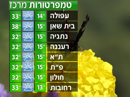 הטמפרטורות במרכז