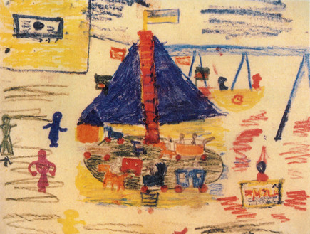 פענוח ציורי ילדים מהשואה - גן שעשועים (צילום: באדיבות בית טרזין)