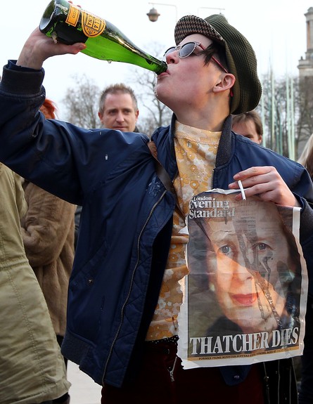 בלונדון חוגגים את מותה של תאצ'ר (צילום: Danny E. Martindale, GettyImages IL)