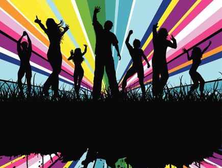 צלליות של אנשים רוקדים עם צבעי הגאווה (צילום: אימג'בנק / Thinkstock)