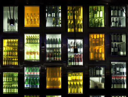 טאיזו קיר צבעוני מקרר משקאות בלאונג' צלם עמית גירון (צילום: עמית גירון)