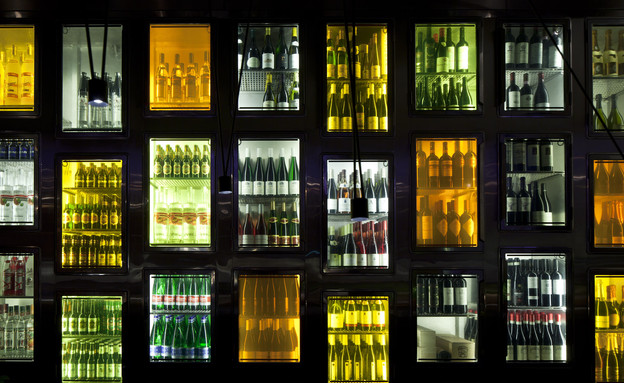 טאיזו קיר צבעוני מקרר משקאות בלאונג' צלם עמית גירון (צילום: עמית גירון)