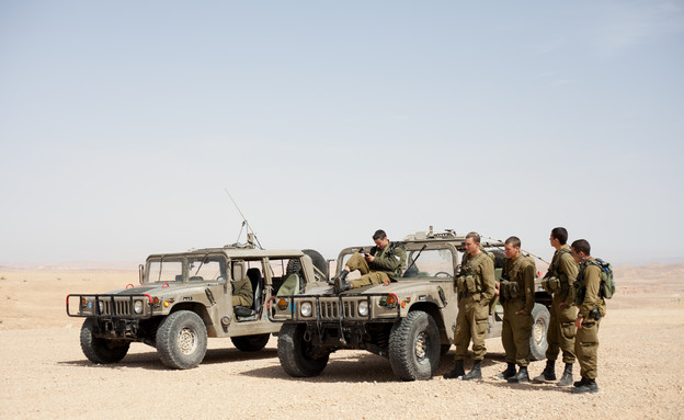 חיילים ליד רכבים צבאיים (צילום: דן ג'וספסון)
