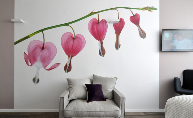 בית בשרון, חדר שינה קיר פרחים