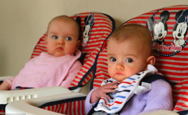 קייטי ואיימי - תאומות בשיר גינס (צילום: dailymail.co.uk)