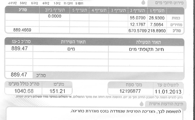 חשבון מים מנופח חשבון מים מנופח