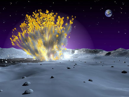 הדמיית פגיעת מטאוריט מ-2005 (צילום: NASA/MSFC)