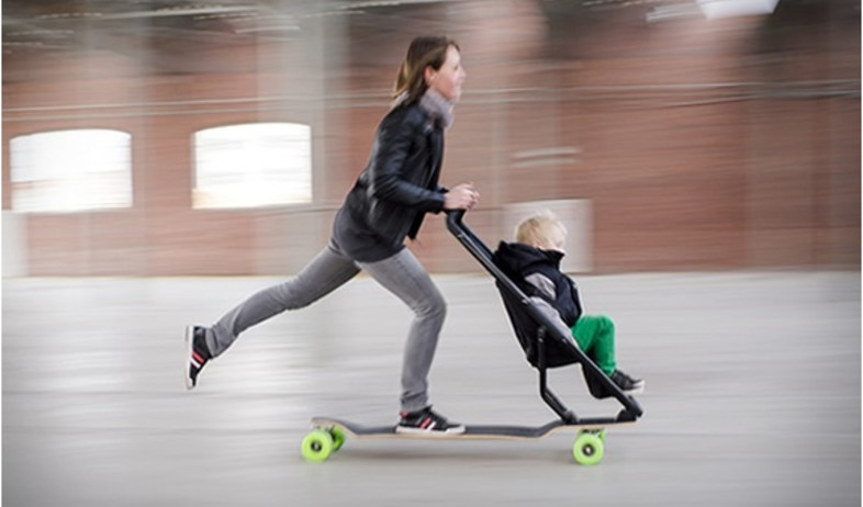 חמישייה, עגלת סקייט (צילום: www.longboardstroller.com)