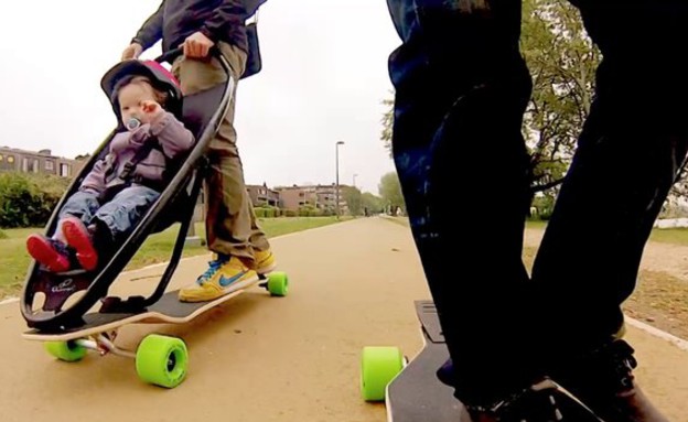 חמישייה, עגלת סקייטבורד (צילום: www.longboardstroller)