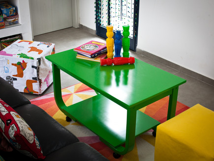 סטפני גריב בשיפוץ, שולחן ירוק (צילום: יוראי ליברמן)