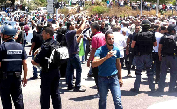 מאות מפגינים בוואדי ערה (צילום: מאקו)