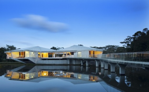 בית באגם, שביל גישה stamp-house-charles-wright-architect (צילום: www.wrightarchitects.com)