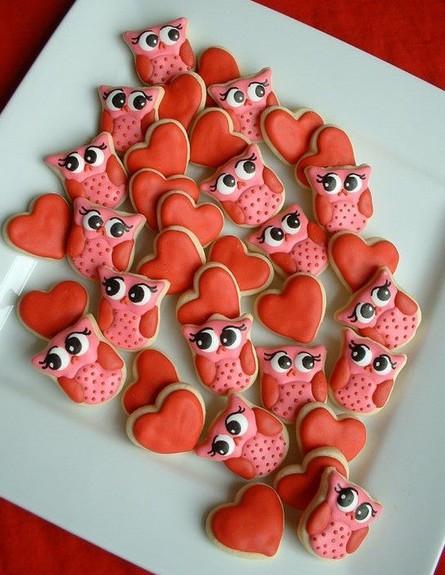 גלריית לבבות - עוגיות ינשופים ולבבות (צילום: www.CutestFood.com)