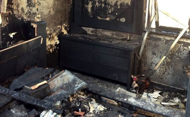 חדר השינה בבית שנשרף (צילום: באדיבות המשפחה)
