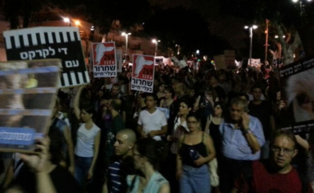 ההפגנה בת"א, הערב (צילום: יוסי זילברמן, חדשות 2)
