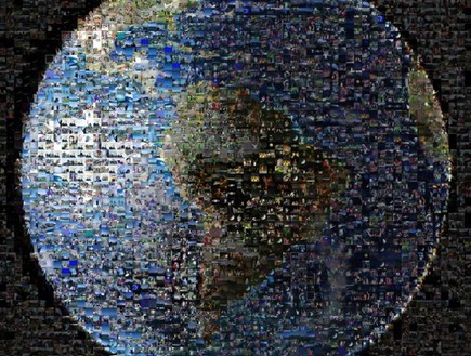 כדור הארץ מקולאז' של אלפי תמונות (צילום: NASA)