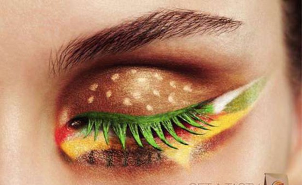 איפור המבורגר בפרסומת של ברגרקינג (צילום: mako אוכל)