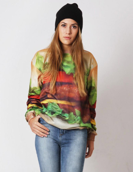 חולצת המבורגר לאישה  (צילום: sexy sweater, mako אוכל)