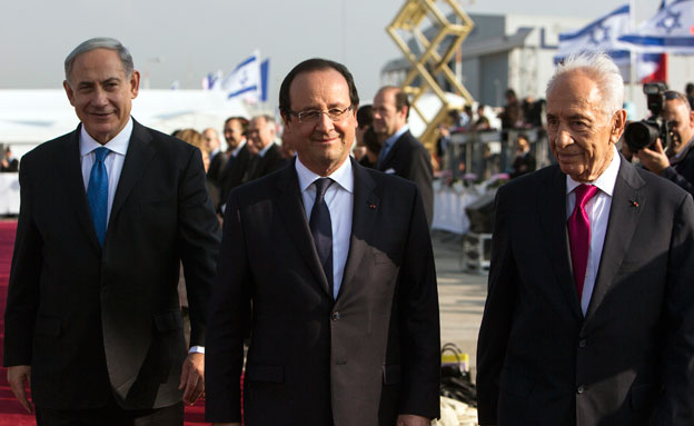 נשיא צרפת נחת בישראל (צילום: רויטרס)