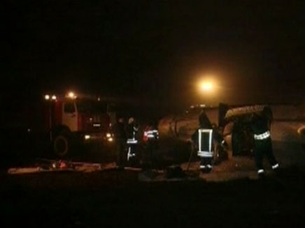 המטוס לאחר ההתרסקות, אמש (צילום: רוסיה 24)