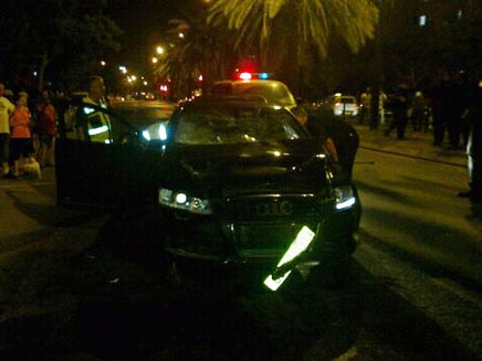 הרכב הדורס בזירת התאונה, נתניה (צילום: חדשות 2)